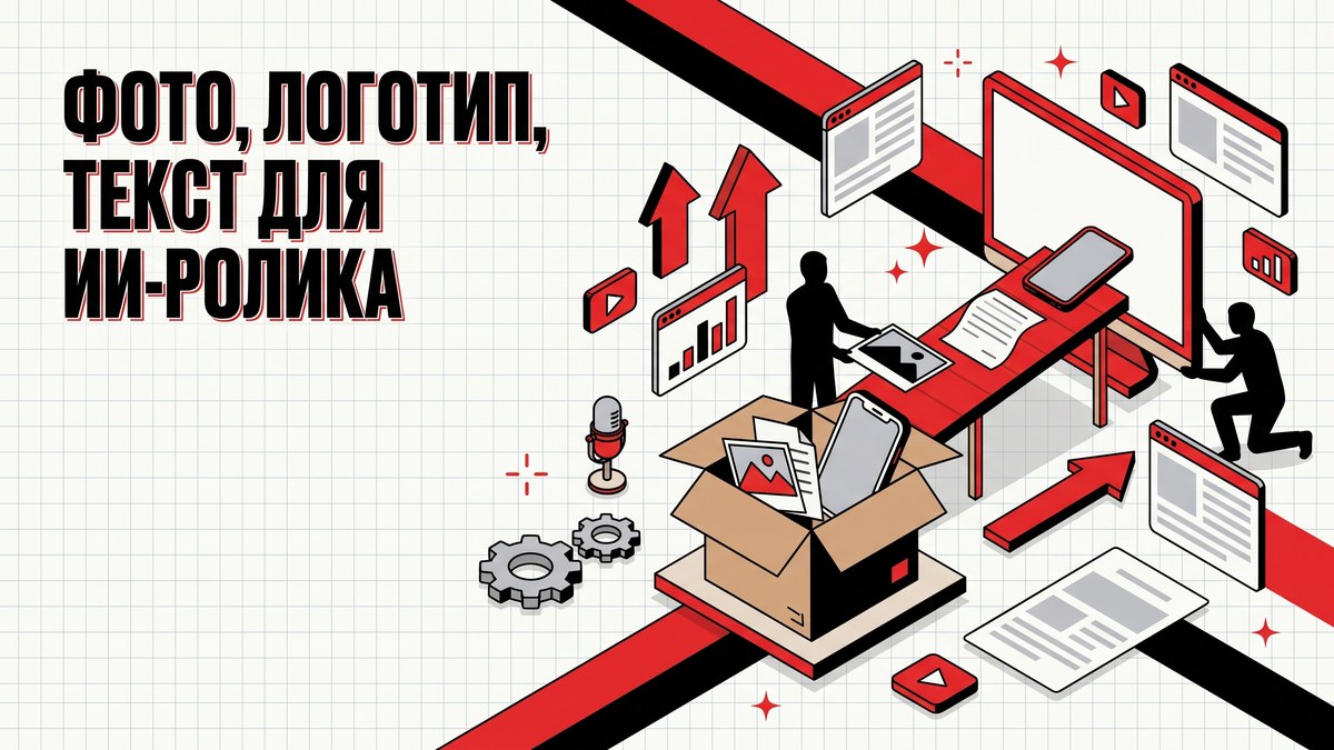 Коробка с материалами заказчика, телефон и микрофон - обложка разбора о том, что прислать на ролик от нейросети