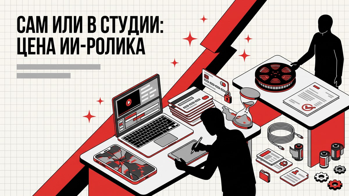 Монтажный стол с короткими видеоотрезками рядом с готовым роликом цеха